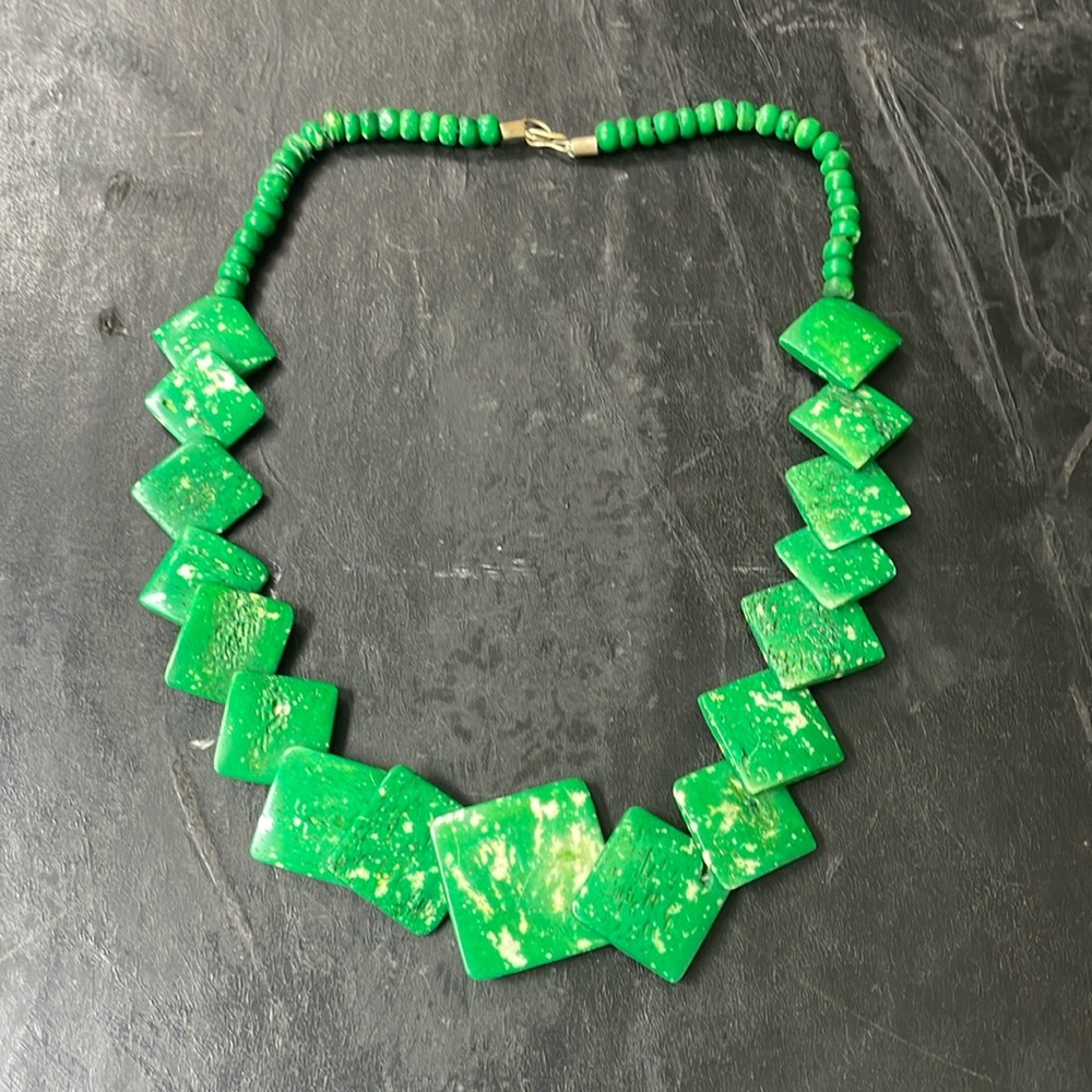 Vintage Green Beaded Necklace